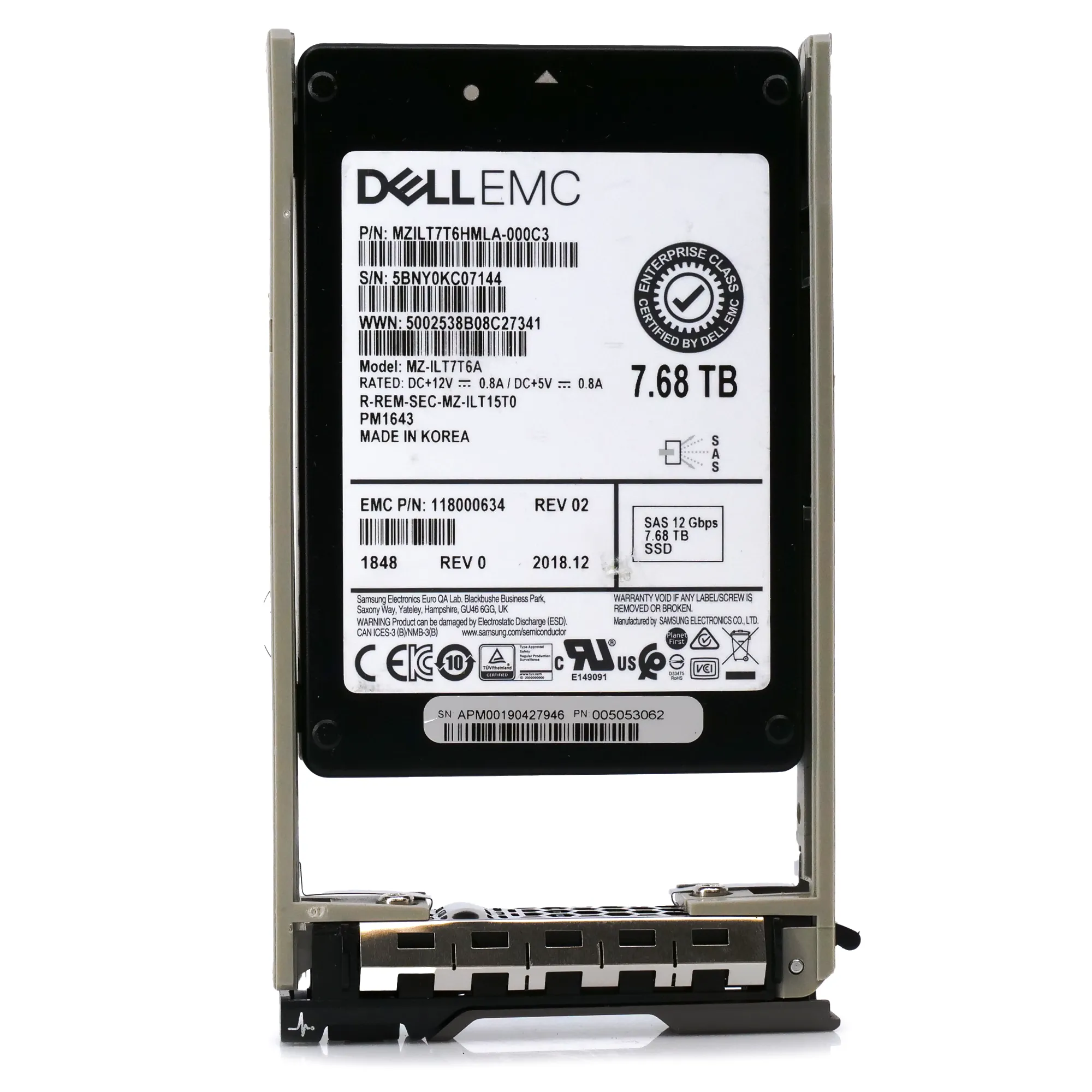 Dell EMC 118000634 G13 7.68TB SAS 12Gb/s 512e 1DWPD 2.5in Refurbished SSD