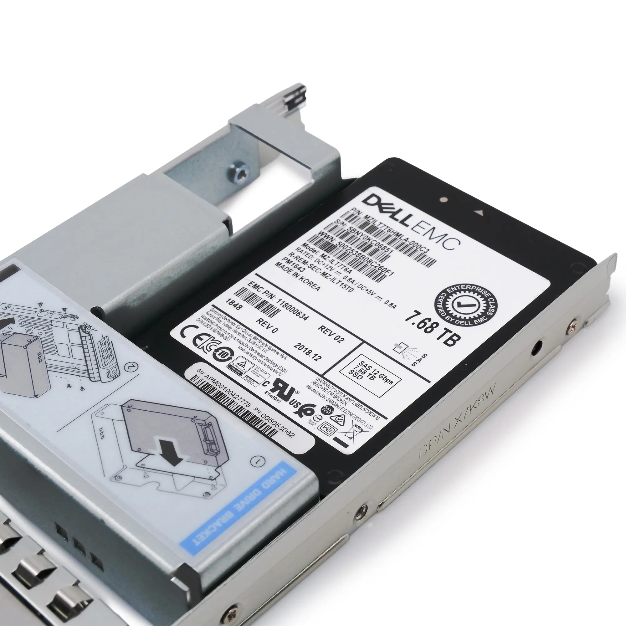 Dell EMC 118000634 G13 7.68TB SAS 12Gb/s 512e 1DWPD 3.5in Recertified Solid State Drive