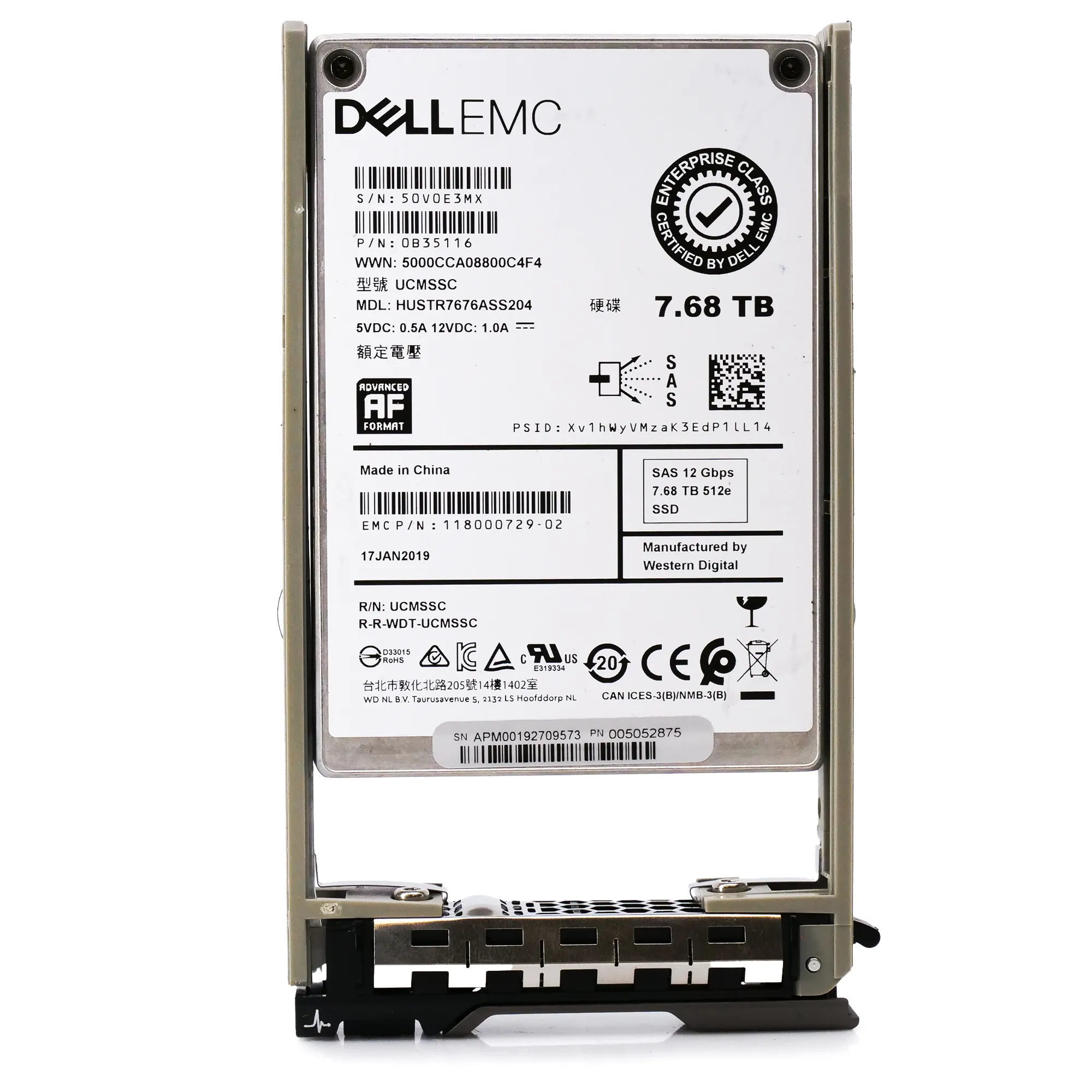 Dell EMC G13 HUSTR7676ASS204 0B35116 7.68TB SAS 12Gb/s 512e 1DWPD Read Intensive 2.5in Recertified Solid State Drive