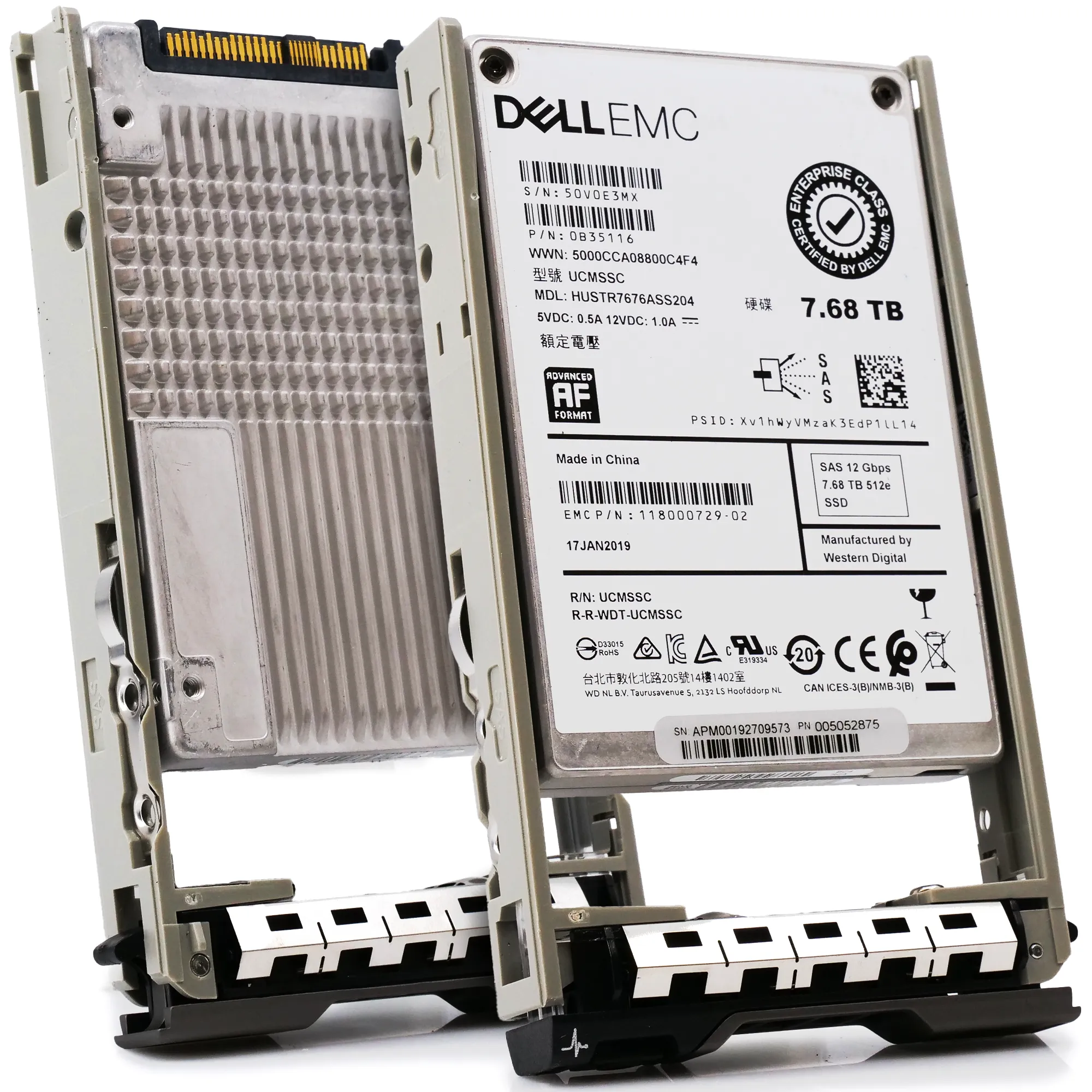 Dell EMC G13 HUSTR7676ASS204 0B35116 7.68TB SAS 12Gb/s 512e 1DWPD Read Intensive 2.5in Refurbished SSD