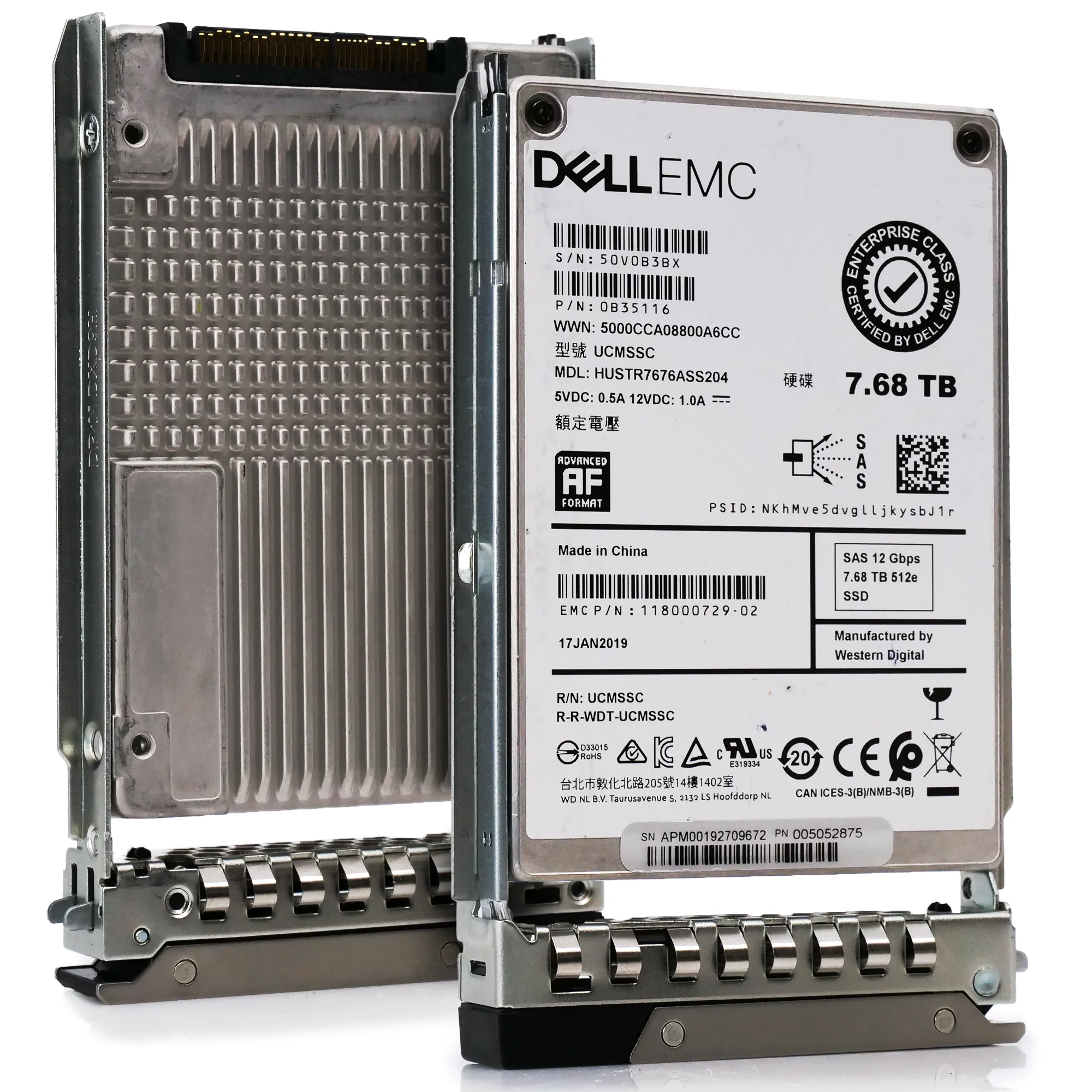Dell EMC G14 HUSTR7676ASS204 0B35116 7.68TB SAS 12Gb/s 512e 1DWPD Read Intensive 2.5in Refurbished SSD