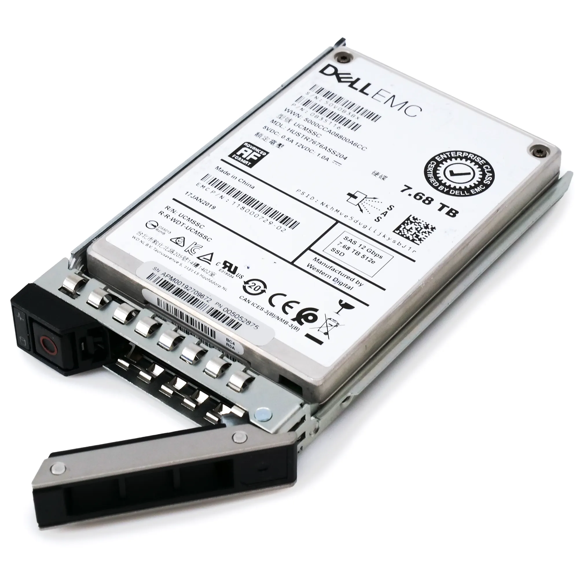 Dell EMC G14 HUSTR7676ASS204 0B35116 7.68TB SAS 12Gb/s 512e 1DWPD Read Intensive 2.5in Refurbished SSD