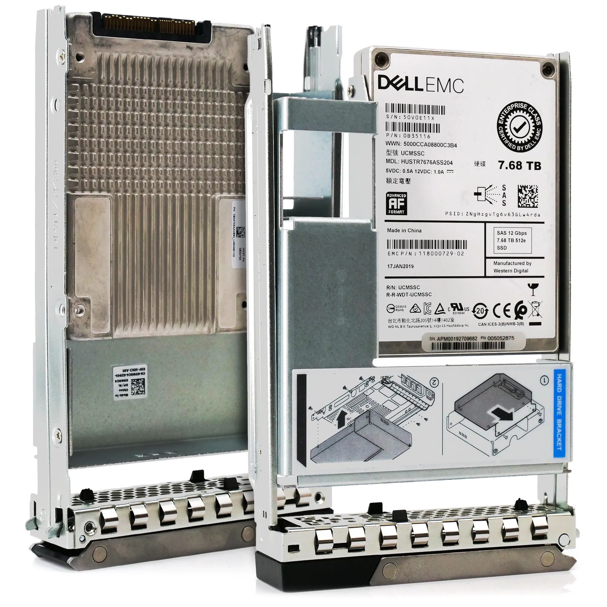 Dell EMC G14 HUSTR7676ASS204 0B35116 7.68TB SAS 12Gb/s 512e 1DWPD Read Intensive 3.5in Solid State Drive