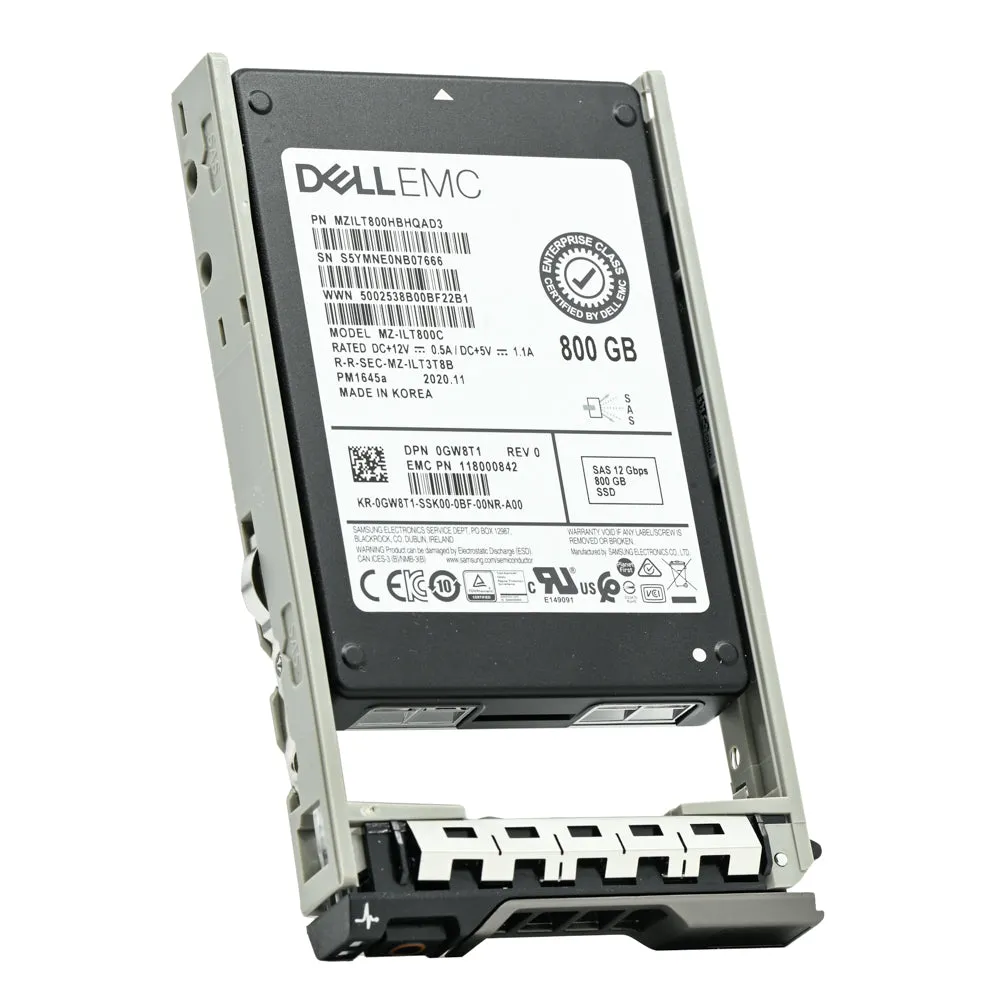 Dell G13 GW8T1 MZILT800HBHQAD3 800GB SAS 12Gb/s 3DWPD Mixed Use 2.5in Solid State Drive