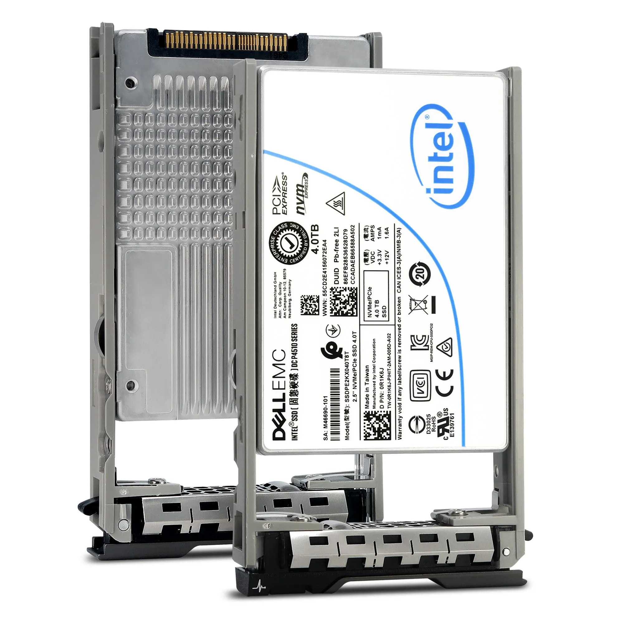 Dell G13 SSDPE2KX040T8T 0R1K6J 4TB PCIe Gen 3.1 X4 4GB/s 3D TLC 1DWPD U.2 NVMe 2.5in Solid State Drive