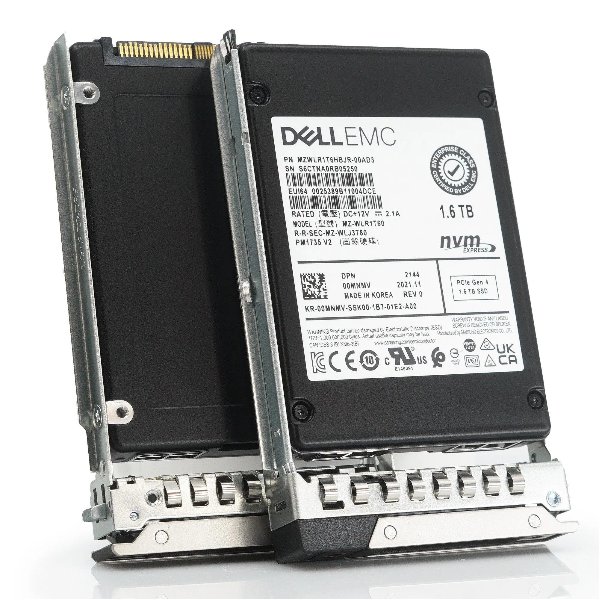Dell G14 0MNMV MZWLR1T6HBJR 1.6TB PCIe Gen 4.0 x4 3D TLC 3DWPD Mixed Use U.2 NVMe 2.5in Solid State Drive