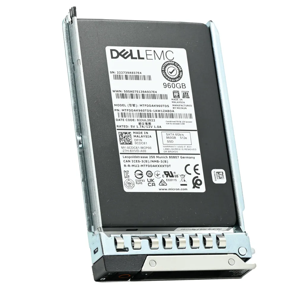 Dell G14 CDC61 MTFDDAK960TDS 960GB SATA 6Gb/s 1DWPD Read Intensive 2.5in Solid State Drive