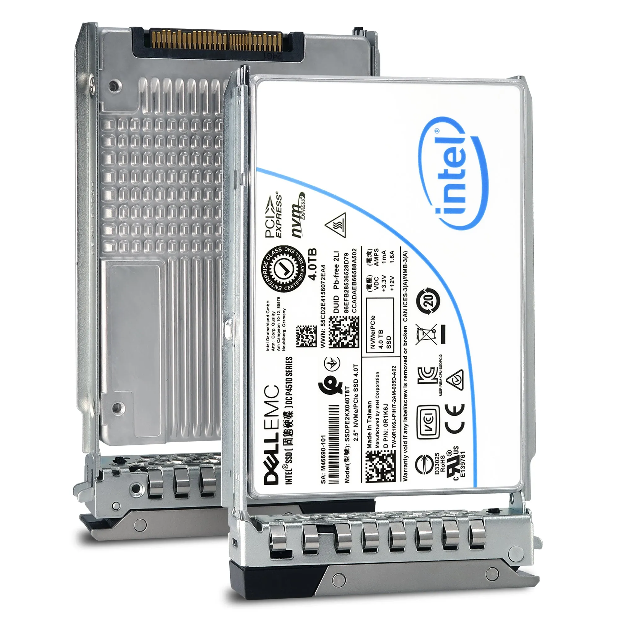 Dell G14 SSDPE2KX040T8T 0R1K6J 4TB PCIe Gen 3.1 X4 4GB/s 3D TLC 1DWPD U.2 NVMe 2.5in Solid State Drive