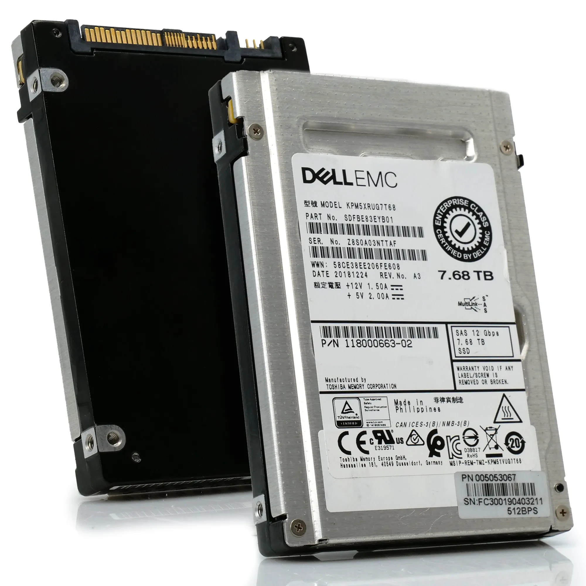 Dell/Kioxia PM5-R KPM5XRUG7T68 7.68TB SAS 12Gb/s 2.5in Solid State Drive