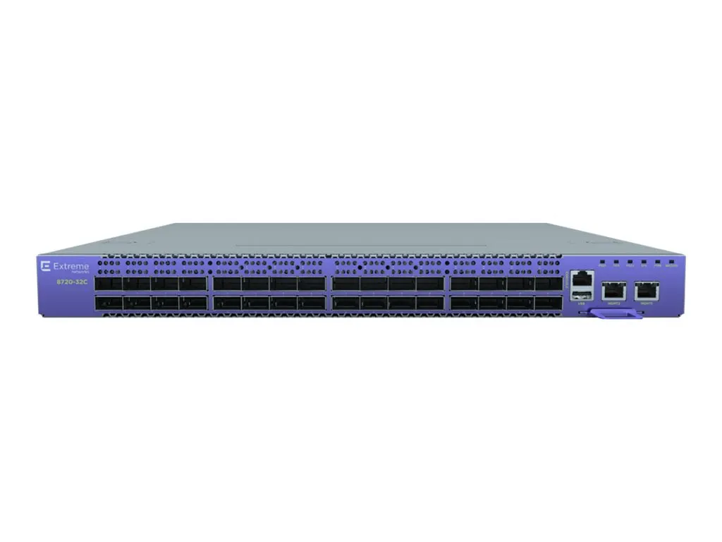 Extreme Networks Extreme 8720-32C-AC-F - Switch - 32 x 100 Gigabit QSFP28 / 40 Gigabit QSFP  - front to back airflow - rack-mountable