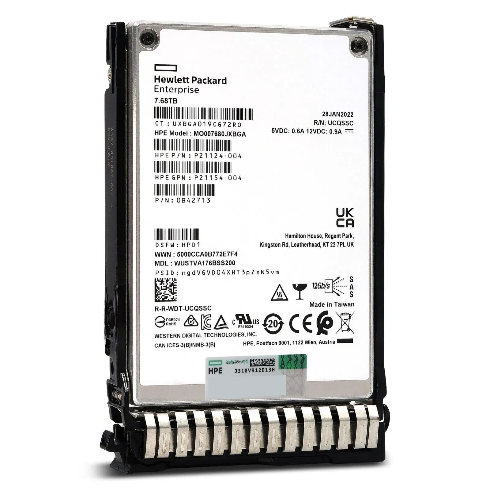 HP Generation 8 P21145-B21 WUSTVA176BSS200 7.68TB SAS 12Gb/s 1DWPD ISE 2.5in Solid State Drive