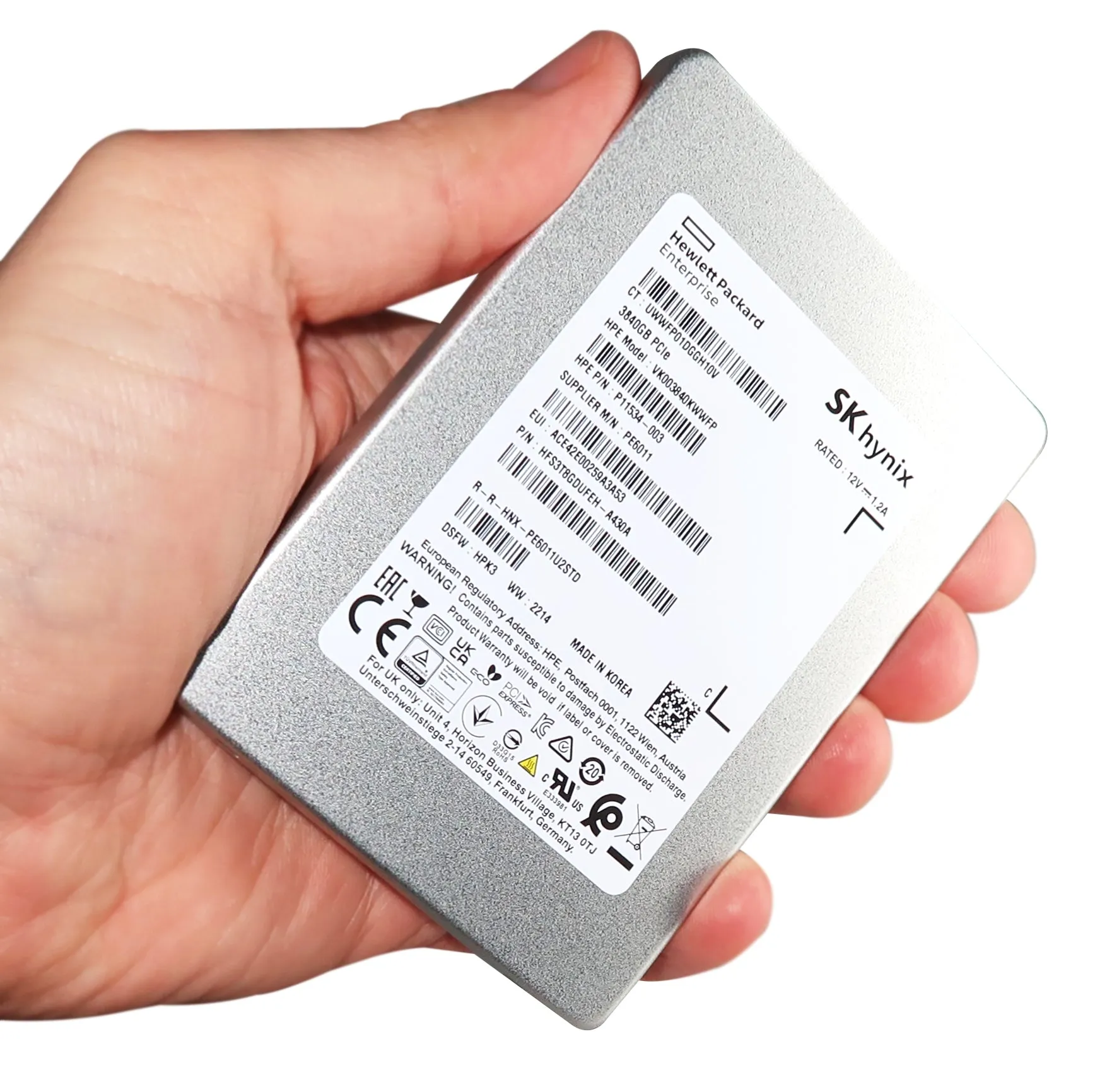 HP / SK Hynix PE6011 VK003840KWWFP 3.84TB PCIe Gen 3.0 x4 4GB/s 3D TLC U.2 NVMe 2.5in Solid State Drive