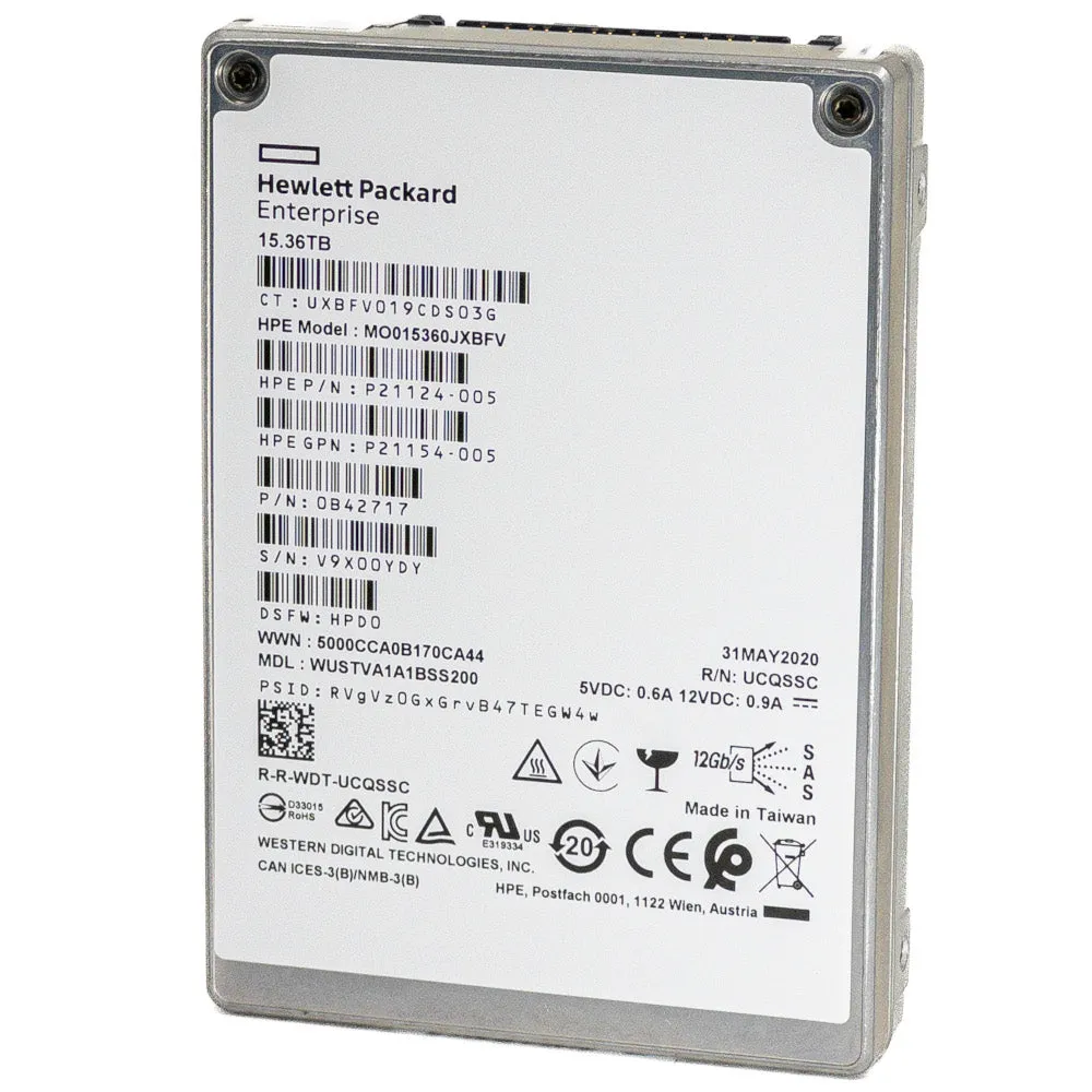HP Ultrastar DC SS540 WUSTVA1A1BSS200 P21124-005 15.36TB SAS 12Gb/s 3D TLC 2.5in Recertified Solid State Drive