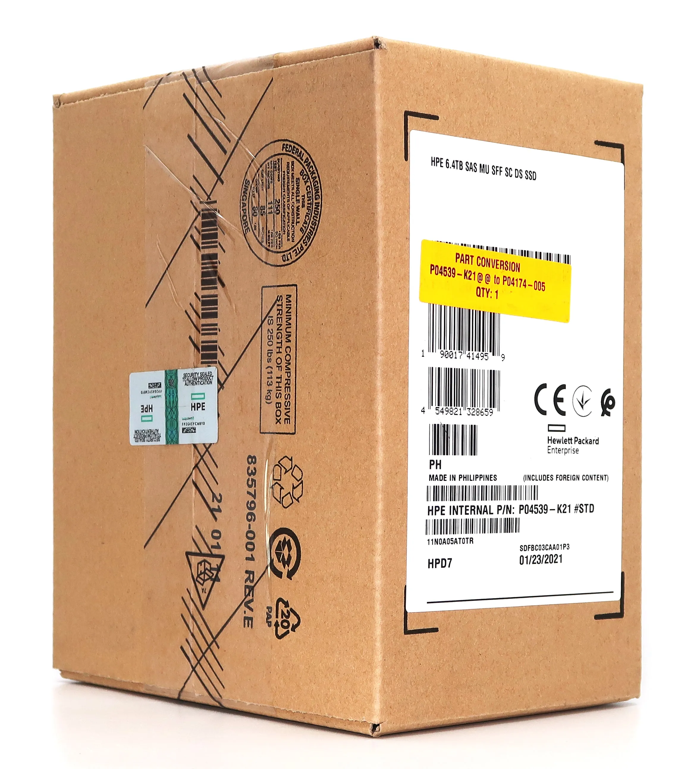 HPE Generation 8 P04174-005 MO006400JWTD 6.4TB SAS 12Gb/s 3D TLC 3DWPD 2.5in Solid State Drive