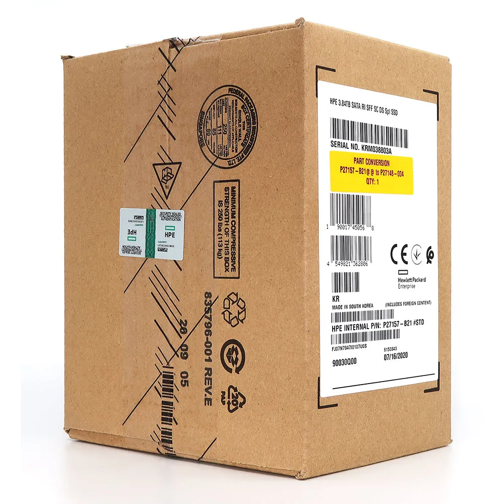 HPE Generation 8 P27157-B21 HFS3T8G32FEH-7410C 3.84TB SATA 6Gb/s 3D TLC 2.5in Solid State Drive
