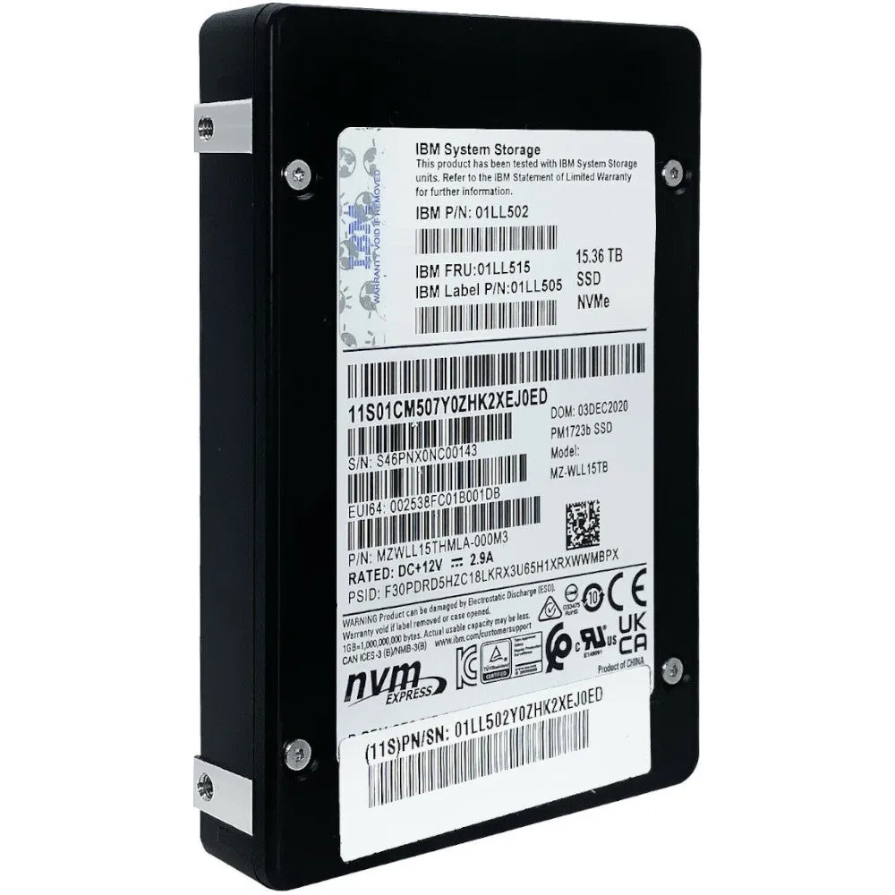 IBM PM1723b MZ-WLL15TB MZWLL15THMLA-000M3 15.36TB PCIe Gen3 x4 3D TLC U.2 NVMe 2.5in Solid State Drive