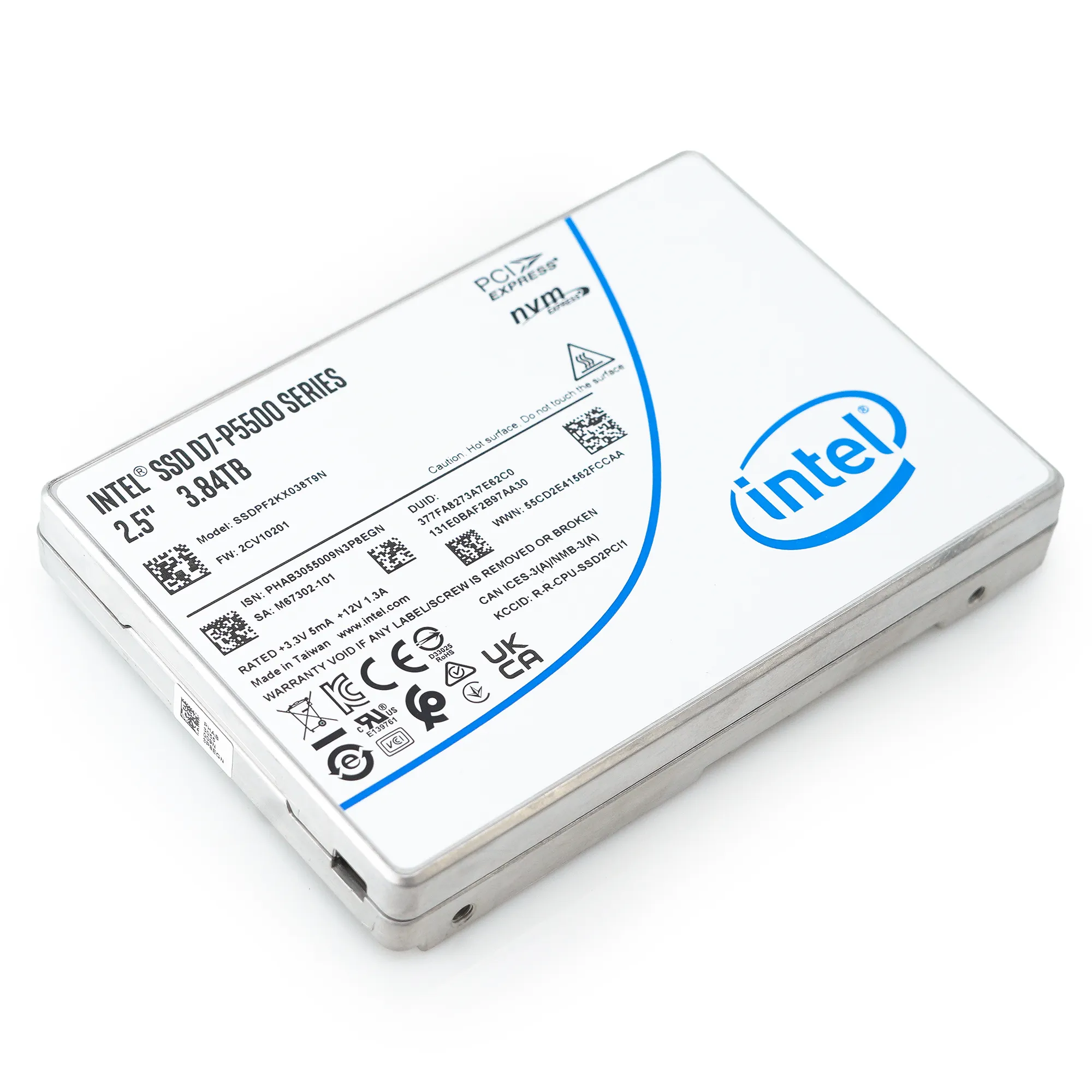 Intel P5500 SSDPF2KX038T9N1 M67237-101 3.84TB PCIe Gen 4.0 x4 8GB/s 3D TLC 1DWPD U.2 NVMe 2.5in Solid State Drive