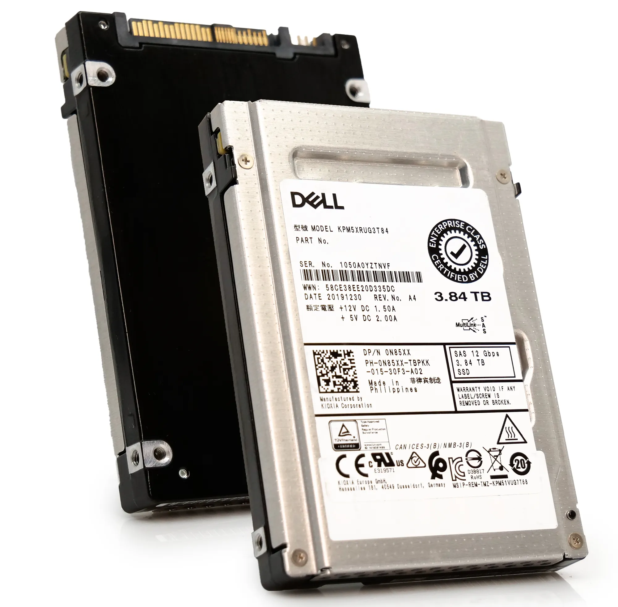 Kioxia/Dell PM5-R KPM5XRUG3T84 3.84TB 1 DWPD SAS-3 12Gb/s Read Intensive 3D TLC 2.5in Recertified Solid State Drive