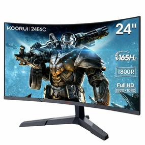 KOORUI M24G3FY6 24" 165Hz/144Hz Curved Gaming Monitor, Black