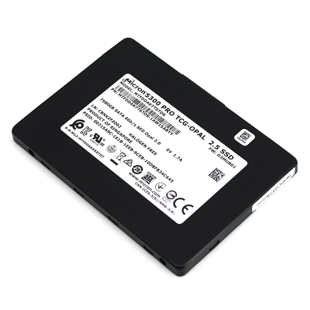 Micron 5300 Pro MTFDDAK7T6TDS-1AW15AB 7.68TB SATA 6Gb/s 2.5in 3D TLC TCG-SED Enterprise Solid State Drive