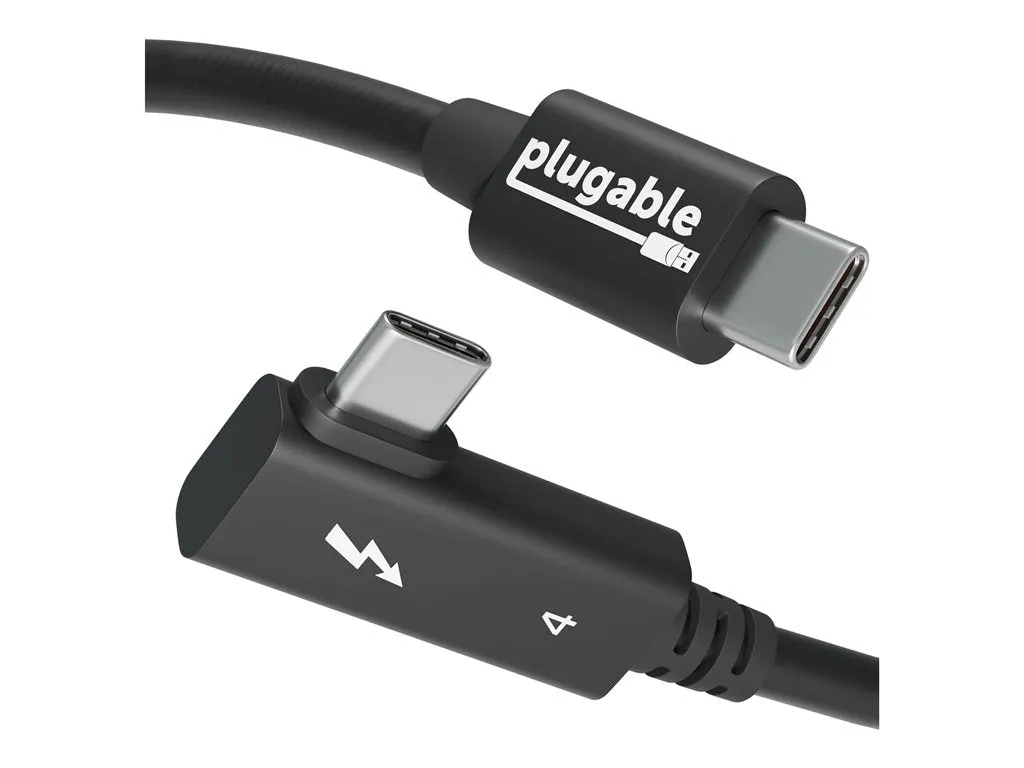 Plugable - Thunderbolt cable - 24 pin USB-C (M) straight to 24 pin USB-C (M) right-angled - USB4 / Thunderbolt 3 / Thunderbolt TBT4-240W-80CMR