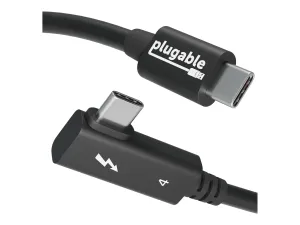 Plugable - Thunderbolt cable - 24 pin USB-C (M) straight to 24 pin USB-C (M) right-angled - USB4 / Thunderbolt 3 / Thunderbolt TBT4-240W-80CMR