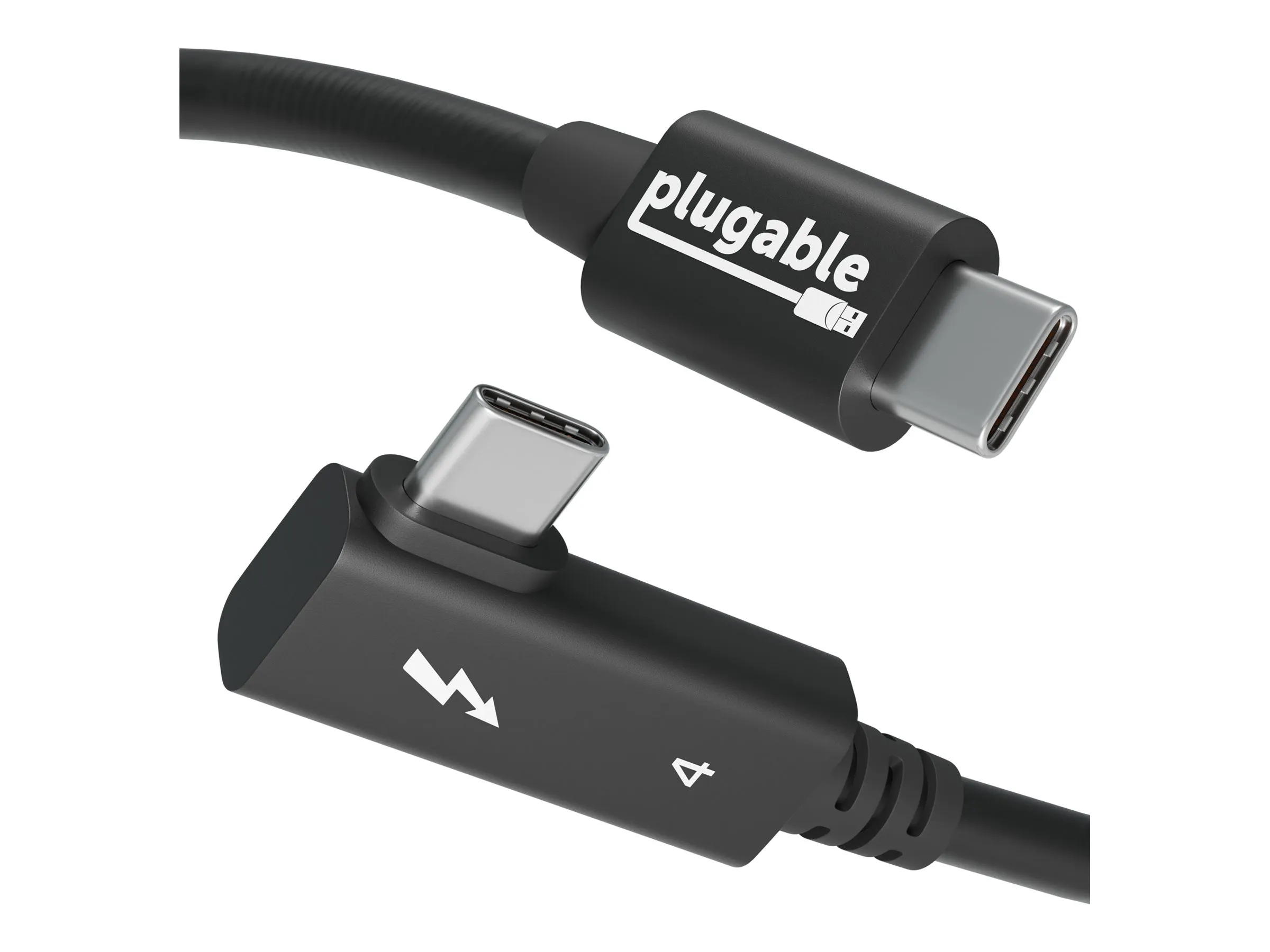 Plugable - Thunderbolt cable - 24 pin USB-C (M) straight to 24 pin USB-C (M) right-angled - USB4 / Thunderbolt 3 / Thunderbolt TBT4-240W-80CMR