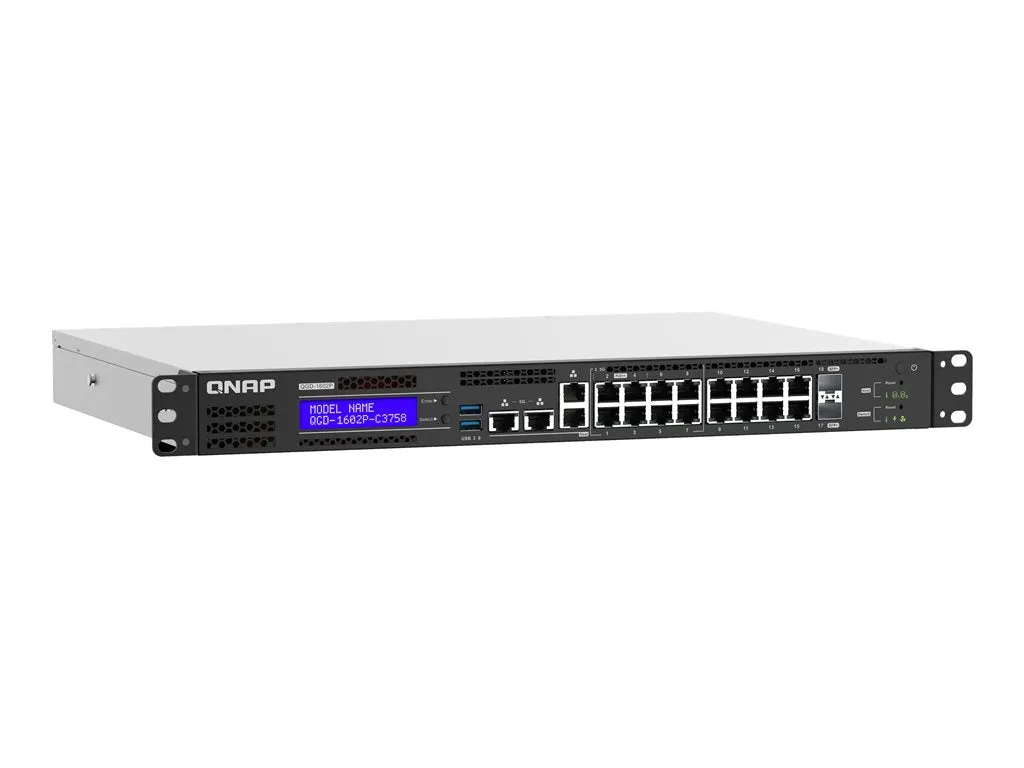 QNAP QGD-1602P - Switch - smart - 4 x 100/1000/2.5G (PoE  )   4 x 100/1000/2.5G (PoE )   8 x 10/100/1000 (PoE )   2 x 10 Gigabit QGD-1602P-C3558-8G-US