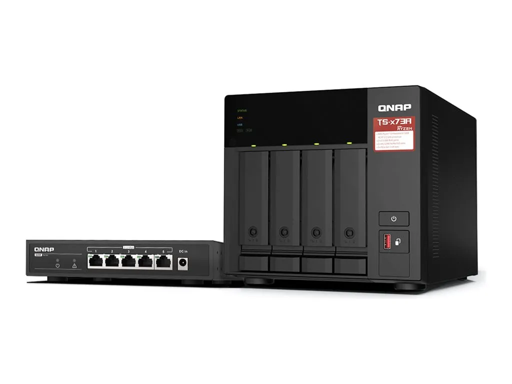 QNAP TS-473A - NAS server - 4 bays - SATA 6Gb/s - RAID JBOD, RAID 0, 1, 5, 6, 10 - RAM 8 GB - 2.5 Gigabit Ethernet - iSCSI support TS-473A-SW5T-US
