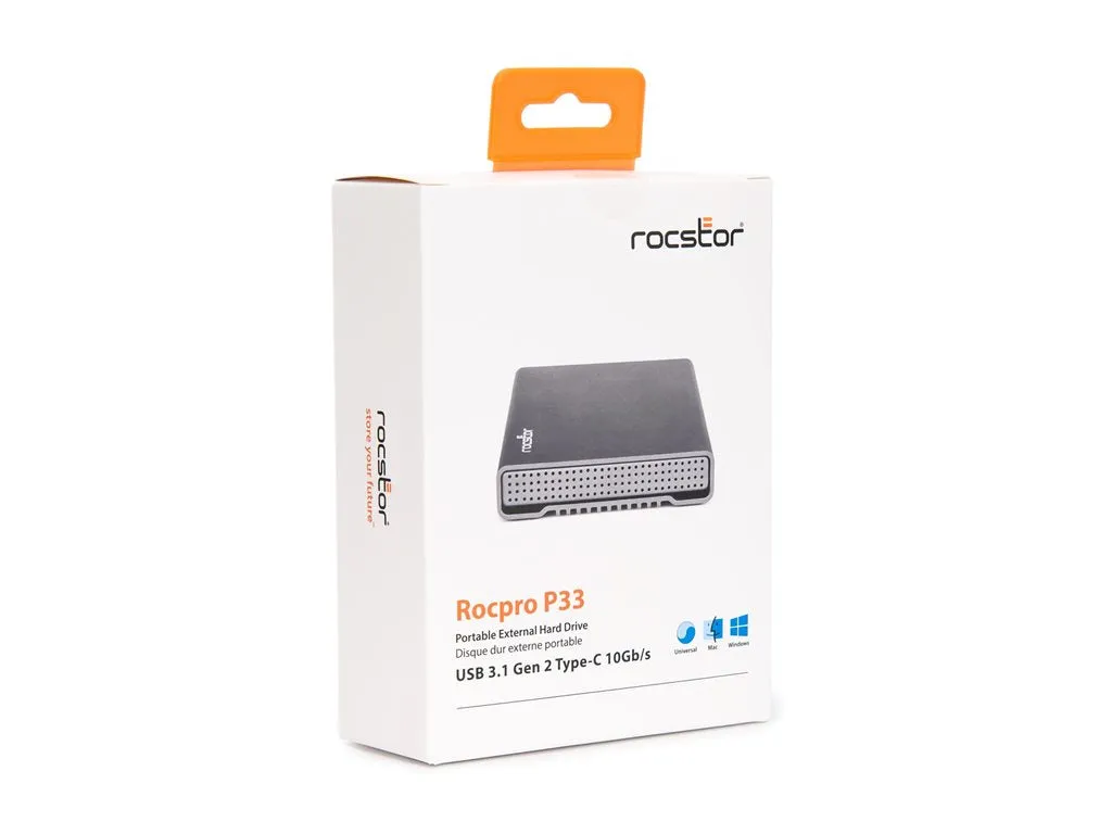 Rocstor RocPro P33 - SSD - 8 TB - external (portable) - 2.5 - USB 3.1 Gen 2 (USB-C connector) - buffer: 128 MB - silver" GP3616-01