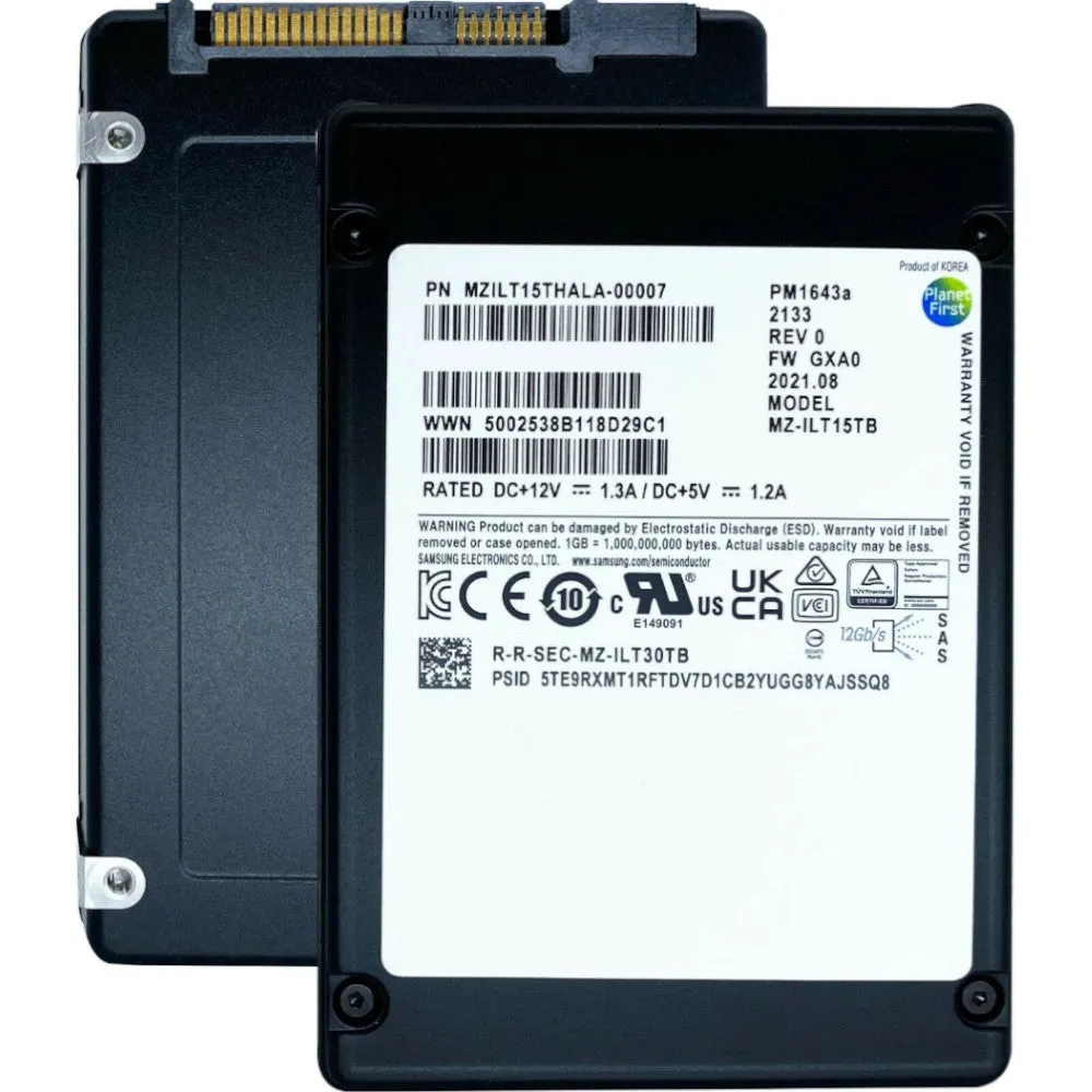 Samsung PM1643a MZILT15THALA MZ-ILT15TB 15.36TB SAS 12Gb/s 2.5" Solid State Drive