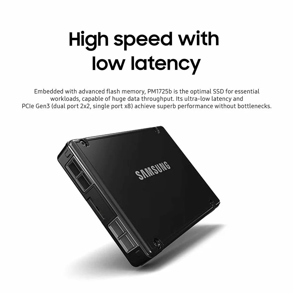 Samsung PM1725b MZWLL1T6HAJQ MZ-WLL1T6B 1.6TB PCIe Gen 3.0 x4 4GB/s 2.5" Dual Port Manufacturer Recertified SSD