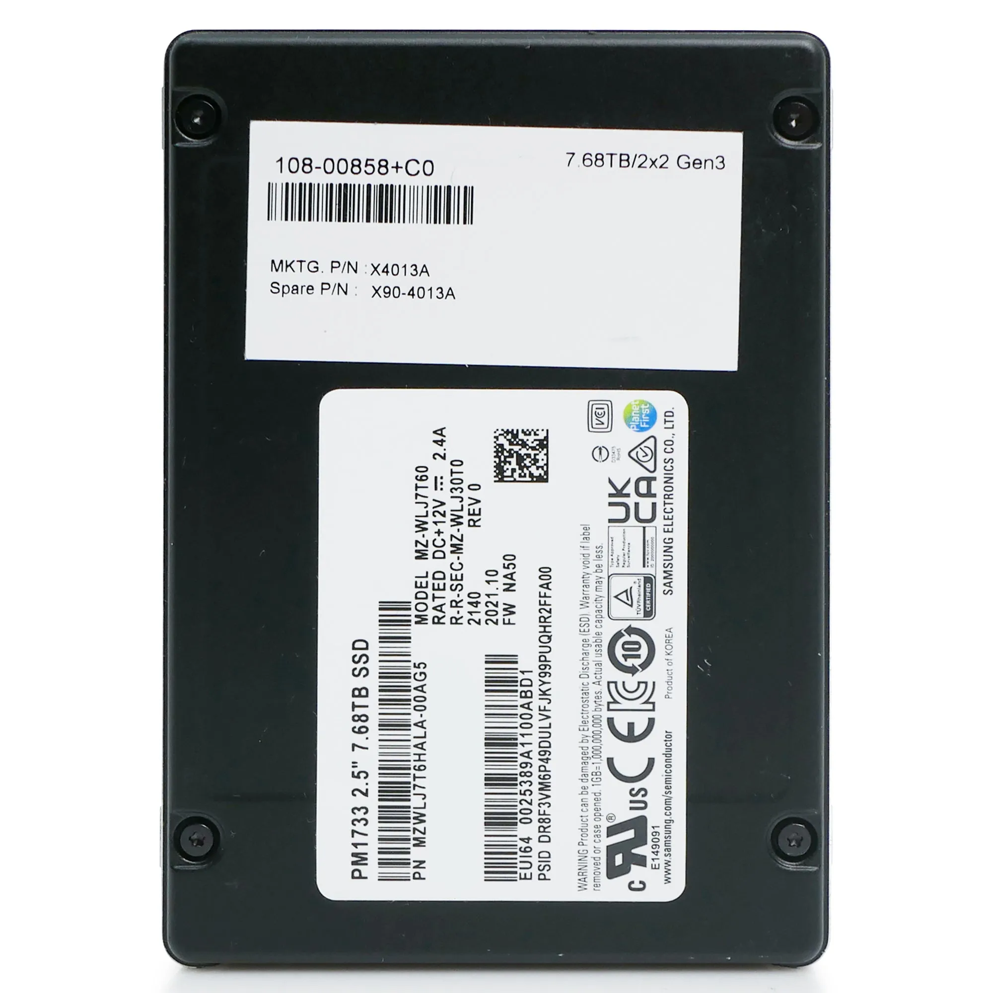 Samsung PM1733 MZWLJ7T6HALA 7.68TB 1 DWPD PCIe Gen 4.0 x4 8GB/s U.2 NVMe 2.5in Refurbished SSD