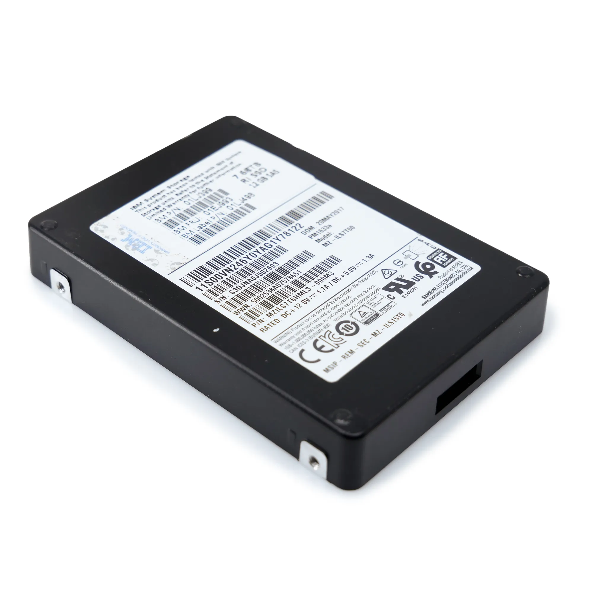 Samsung/IBM PM1633a MZILS7T6HMLS 7.68TB 1 DWPD SAS 12Gb/s 2.5in Refurbished Enterprise SSD