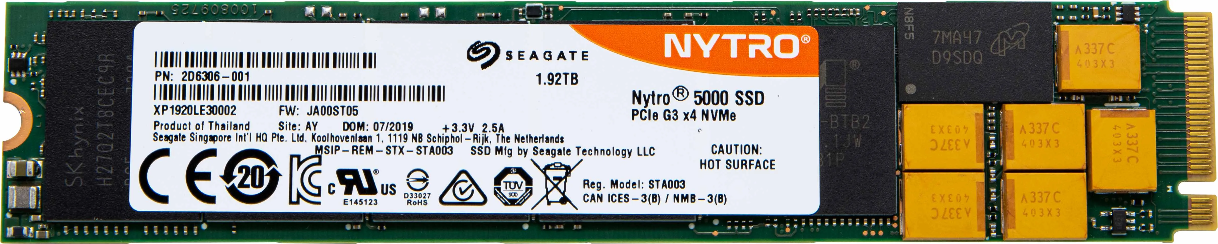 Seagate Nytro 5000 XP1920LE30002 1.92TB PCIe Gen 3.0 x4 4GB/s M.2 Read Intensive Solid State Drive