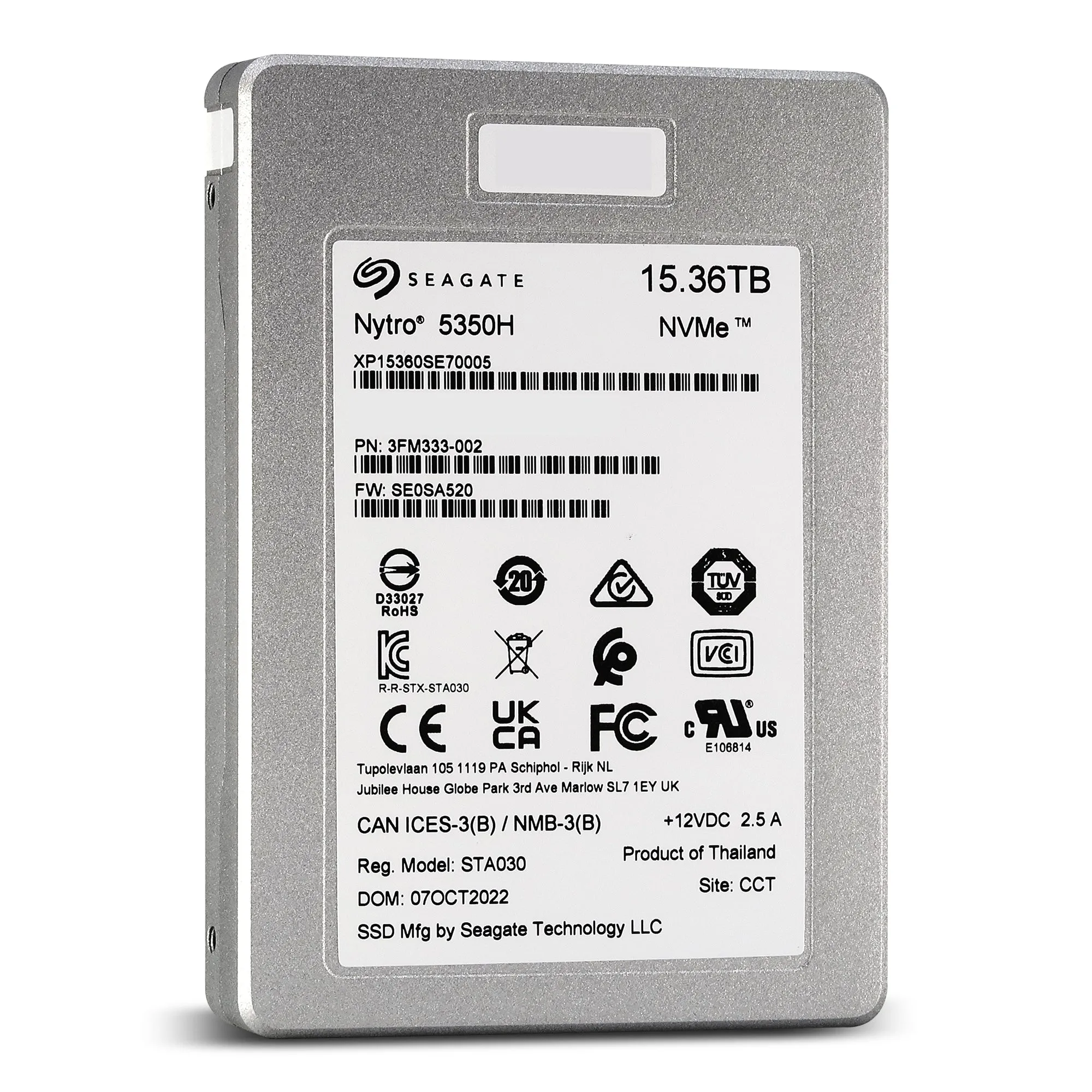 Seagate Nytro 5350H XP15360SE70005 3FM333-002 15.36TB PCIe Gen 4.0 x4 8GB/s 3D TLC U.3 NVMe 2.5in Solid State Drive