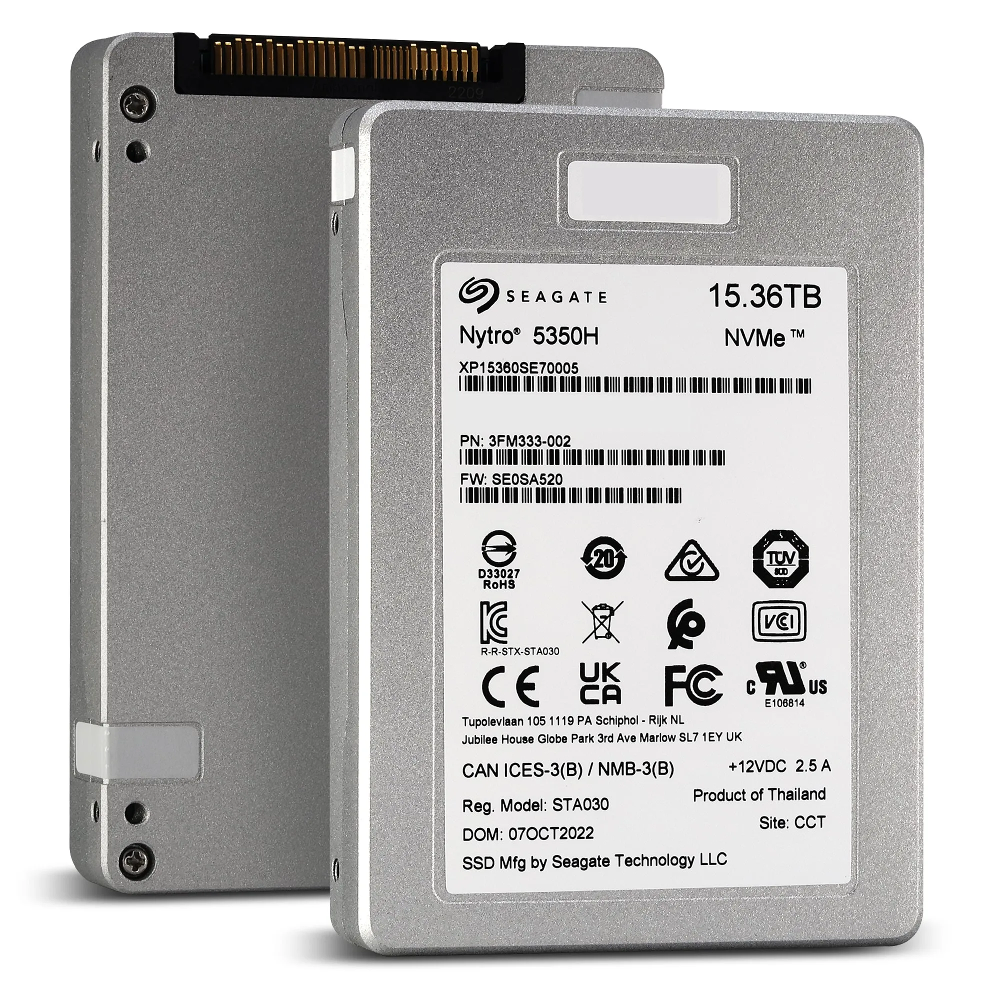 Seagate Nytro 5350H XP15360SE70005 3FM333-002 15.36TB PCIe Gen 4.0 x4 8GB/s 3D TLC U.3 NVMe 2.5in Solid State Drive