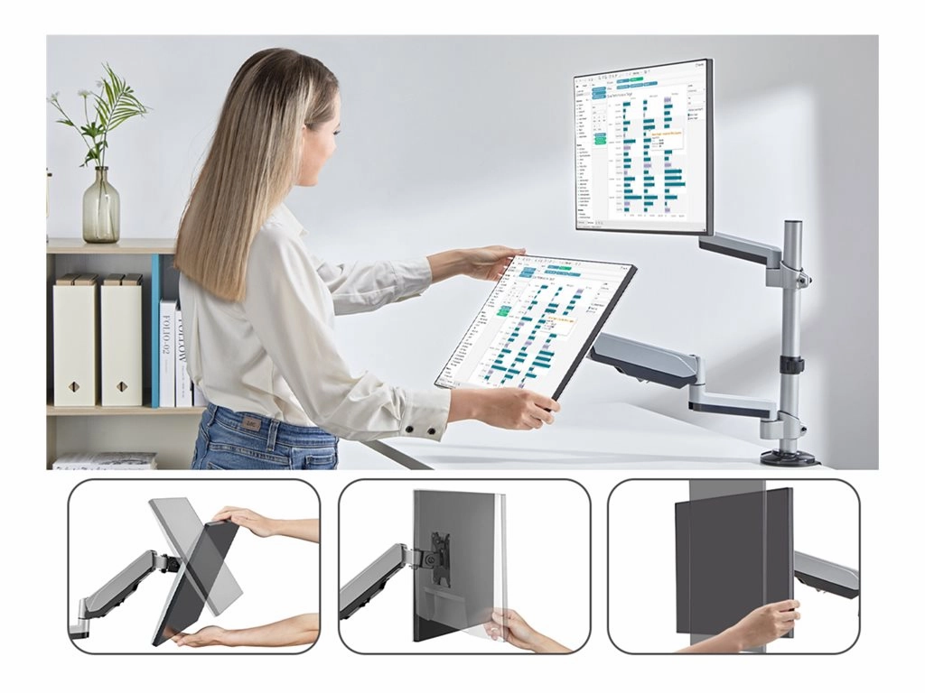 SIIG Dual Stacked Monitor Arm Desk Mount - 17 - 32" - Max Load 19.8lbs each - VESA 75/100mm - Mounting kit (dual gas spring monitor CE-MT3R11-S1