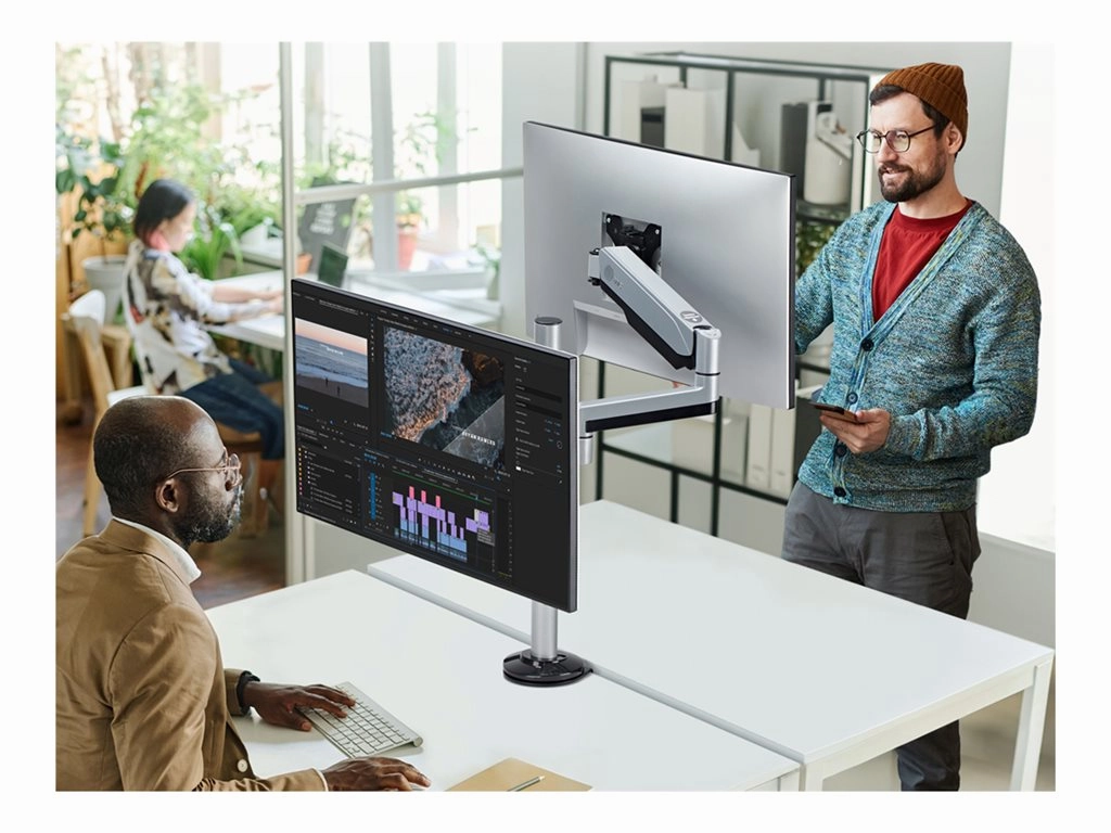 SIIG Dual Stacked Monitor Arm Desk Mount - 17 - 32" - Max Load 19.8lbs each - VESA 75/100mm - Mounting kit (dual gas spring monitor CE-MT3R11-S1