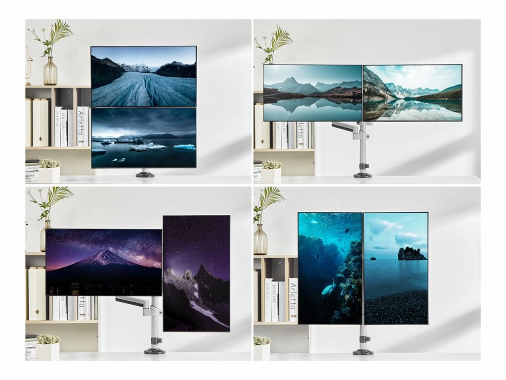 SIIG Dual Stacked Monitor Arm Desk Mount - 17 - 32" - Max Load 19.8lbs each - VESA 75/100mm - Mounting kit (dual gas spring monitor CE-MT3R11-S1