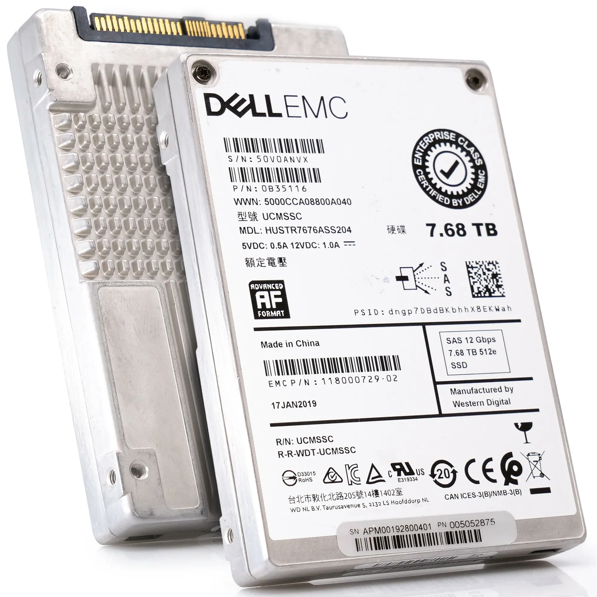 Western Digital / Dell Ultrastar SS300 HUSTR7676ASS204 0B35116 7.68TB SAS 12Gb/s 512e 1DWPD Read Intensive 2.5in Solid State Drive