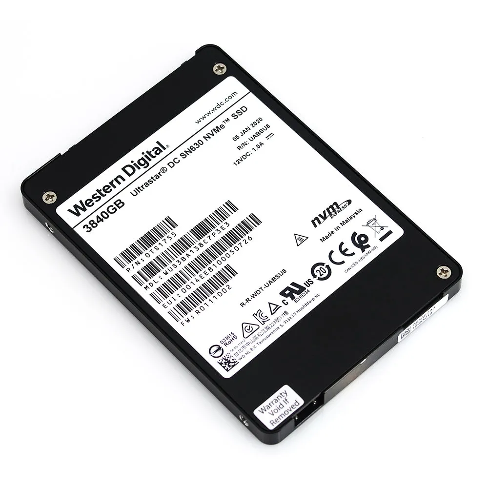 Western Digital Ultrastar DC SN630 WUS3BA138C7P3E3 0TS1755 3.84TB PCIe Gen 3.0 x4 4GB/s VRI 2.5in Refurbished SSD