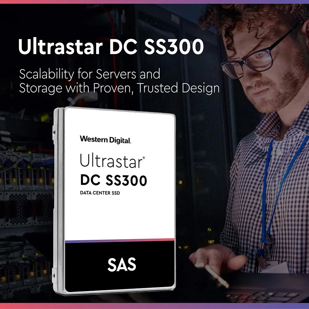 Western Digital Ultrastar DC SS300 HUSTR7676ASS200 7.68TB SAS 12Gb/s Read Intensive ISE 2.5in Refurbished SSD
