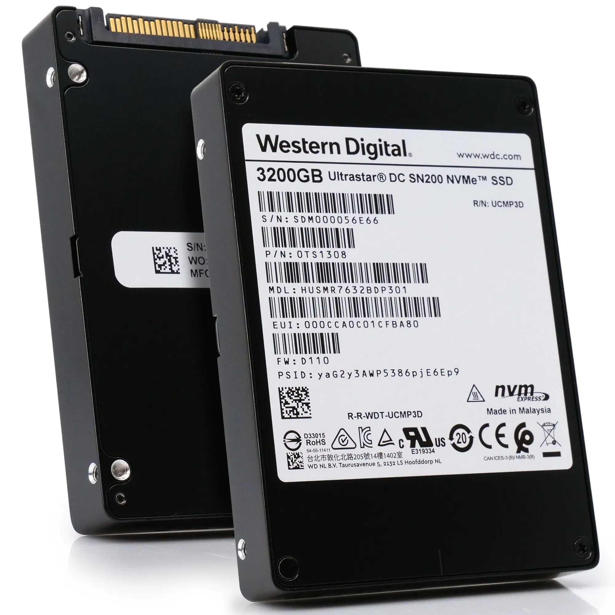 Western Digital/HGST Ultrastar DC SN200 HUSMR7632BDP301 3.2TB PCIe Gen 3.0 x4 4GB/s NVMe 2.5in Enterprise Solid State Drive